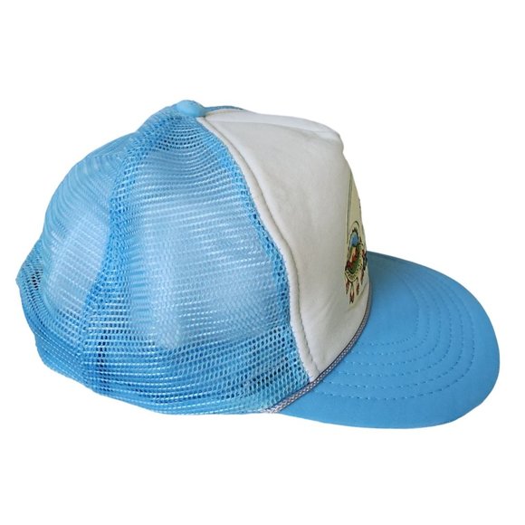 Vintage Great Smoky Mountains Blue White Native American Trucker Snapback Hat Ca - Picture 5 of 7